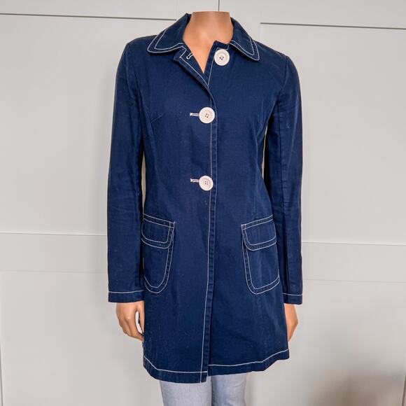 Libertine for Target, Navy Trench Coat/Jacket w/ Oversized Buttons-Women’s Small - Picture 1 of 9